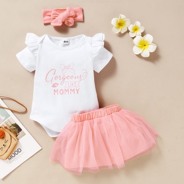 3-piece Baby GORGEOUS LIKE MOMMY Bodysuits, Tutu Skirt and Headband Set